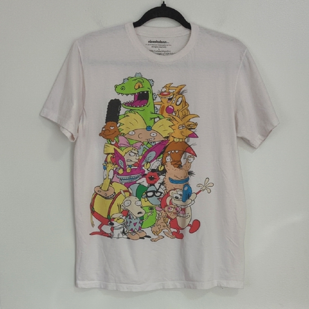 Nickelodeon Hey Arnold, Ren & Stimpy Graphic 90s Cartoon T Shirt Size‎ Large